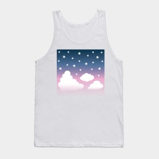 Clouds | Stars | Gradient | White Blue Pink Tank Top